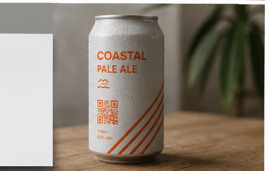 QR code printed on a beverage can